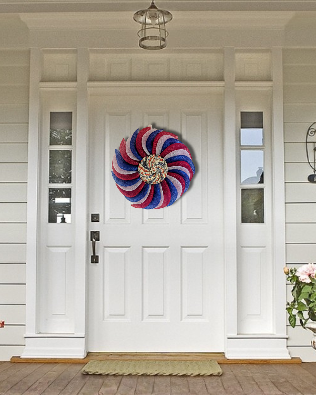 Patriotic Swirl Wreath, Red White Blue Door Decor, 4th of July Wreath, Memorial Day Decor