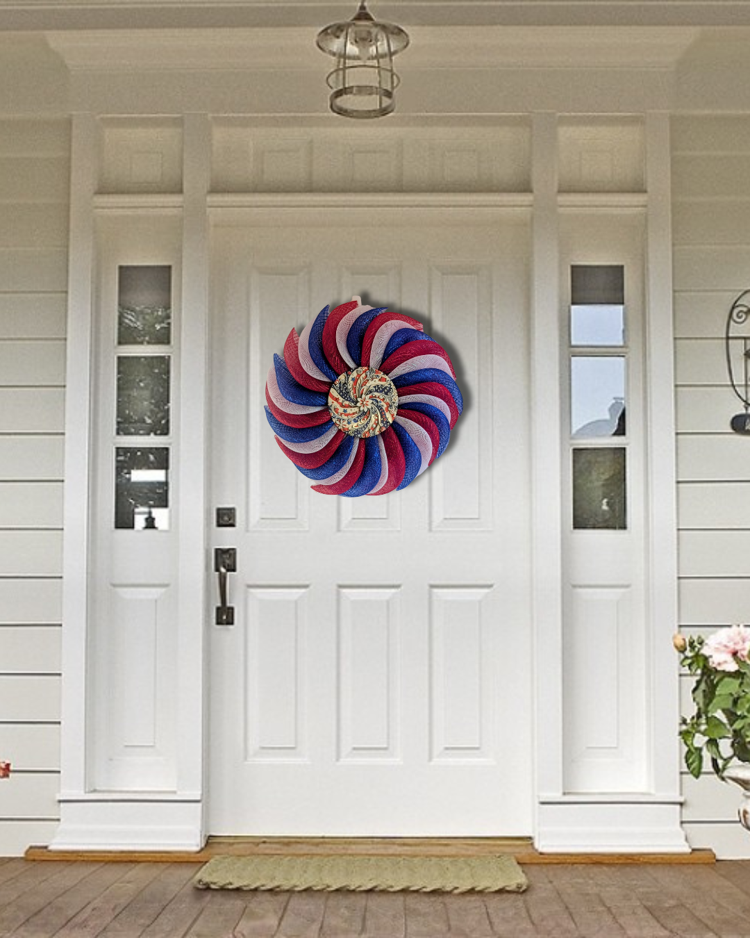 Patriotic Swirl Wreath, Red White Blue Door Decor, 4th of July Wreath, Memorial Day Decor