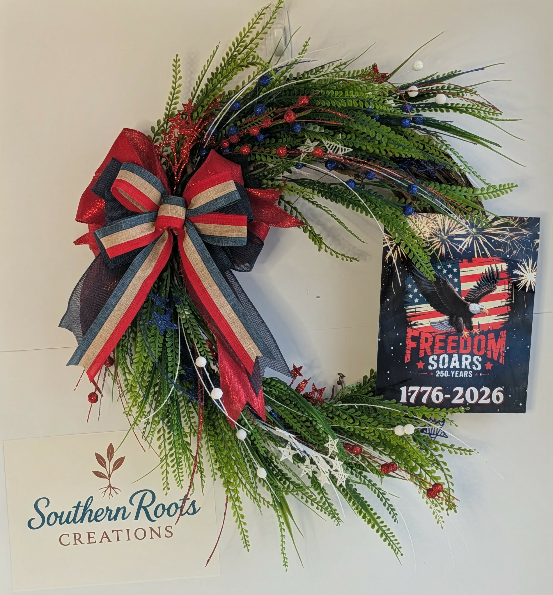 Patriotic Grapevine Wreath | America 250th Anniversary | Freedom Soars Front Door Wreath
