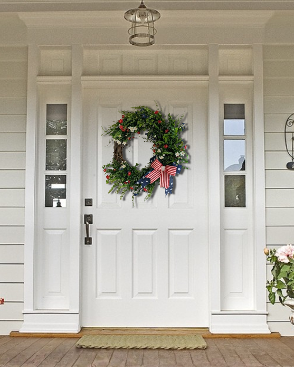 Patriotic Grapevine Wreath | Red White & Blue Summer Front Door Decor