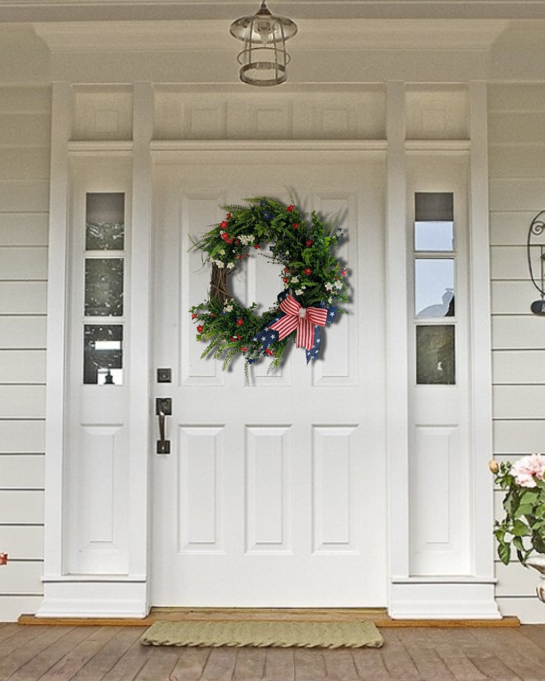 Patriotic Grapevine Wreath | Red White & Blue Summer Front Door Decor