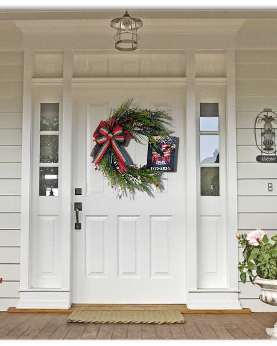 Patriotic Grapevine Wreath | America 250th Anniversary | Freedom Soars Front Door Wreath