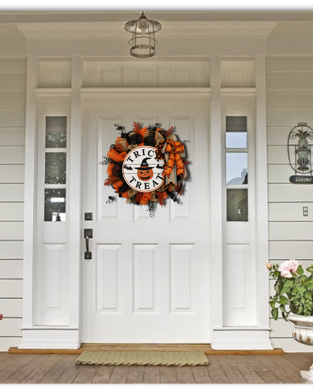 Halloween Trick or Treat Mesh Wreath | Pumpkin Front Door Decor