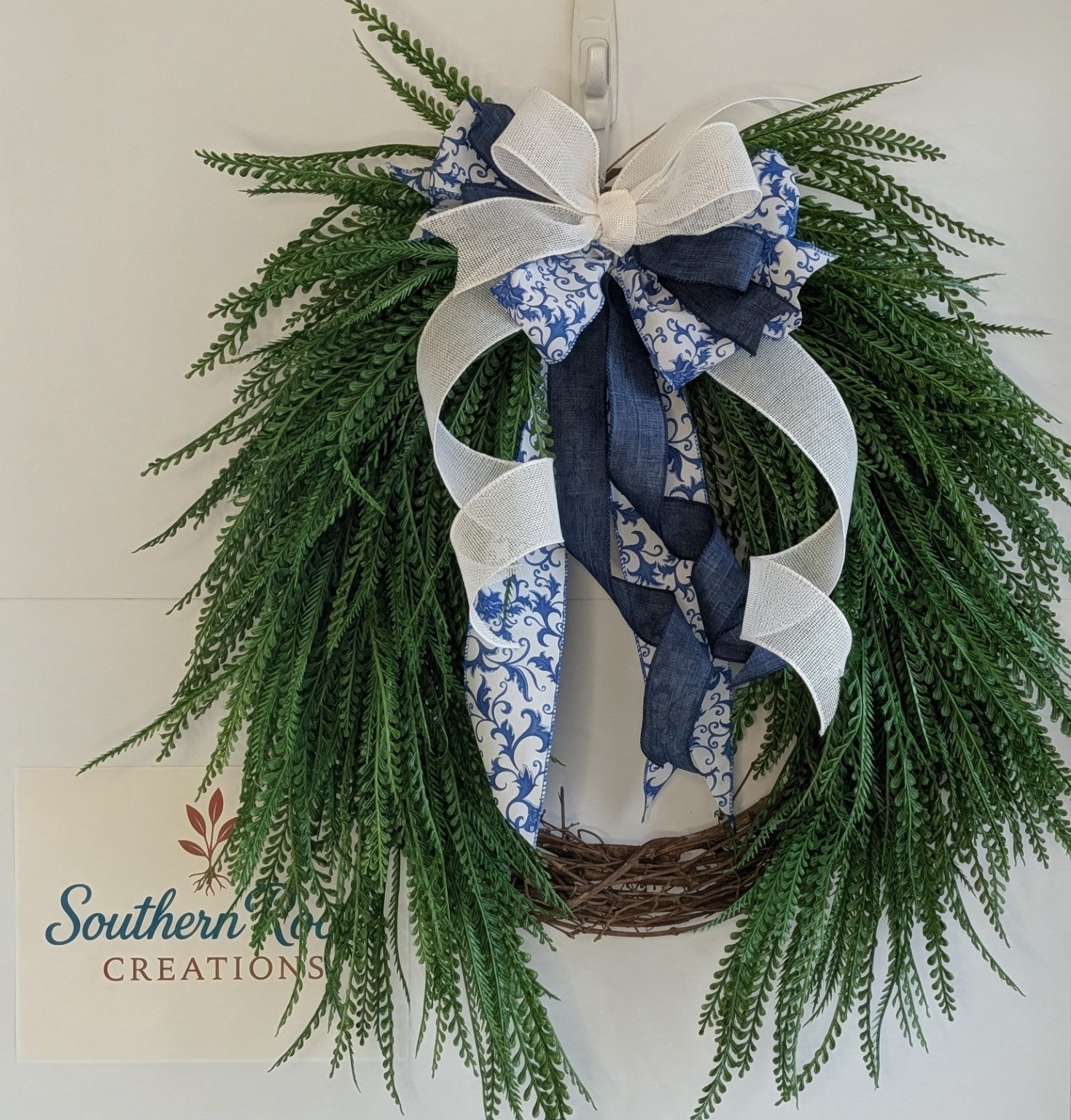 Greenery Wreath with Interchangeable Bow | Year-Round Front Door Decor