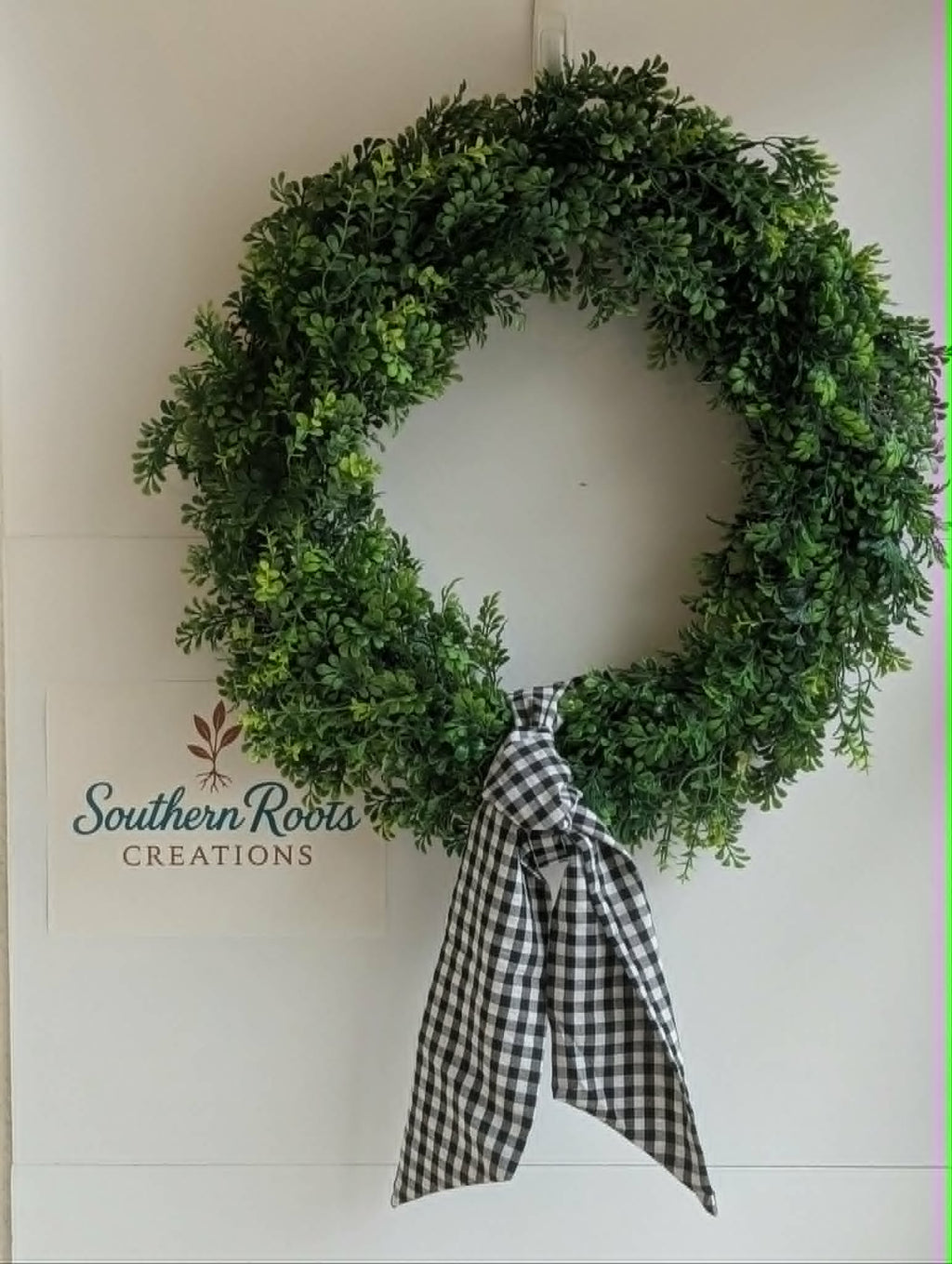 Custom Boxwood Wreath | Personalized Interchangeable Front Door Wreath with Custom Sashes