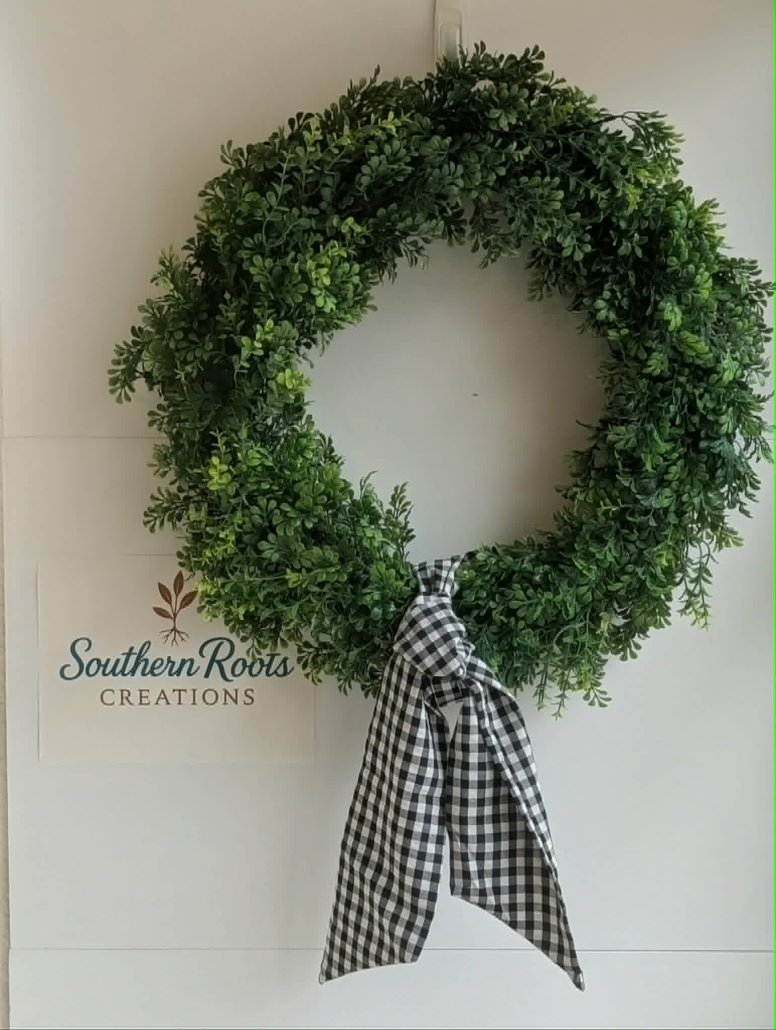 Custom Boxwood Wreath | Personalized Interchangeable Front Door Wreath with Custom Sashes