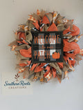 Welcome to Our Patch Fall Wreath – Orange & Buffalo Check Pumpkin Door Decor