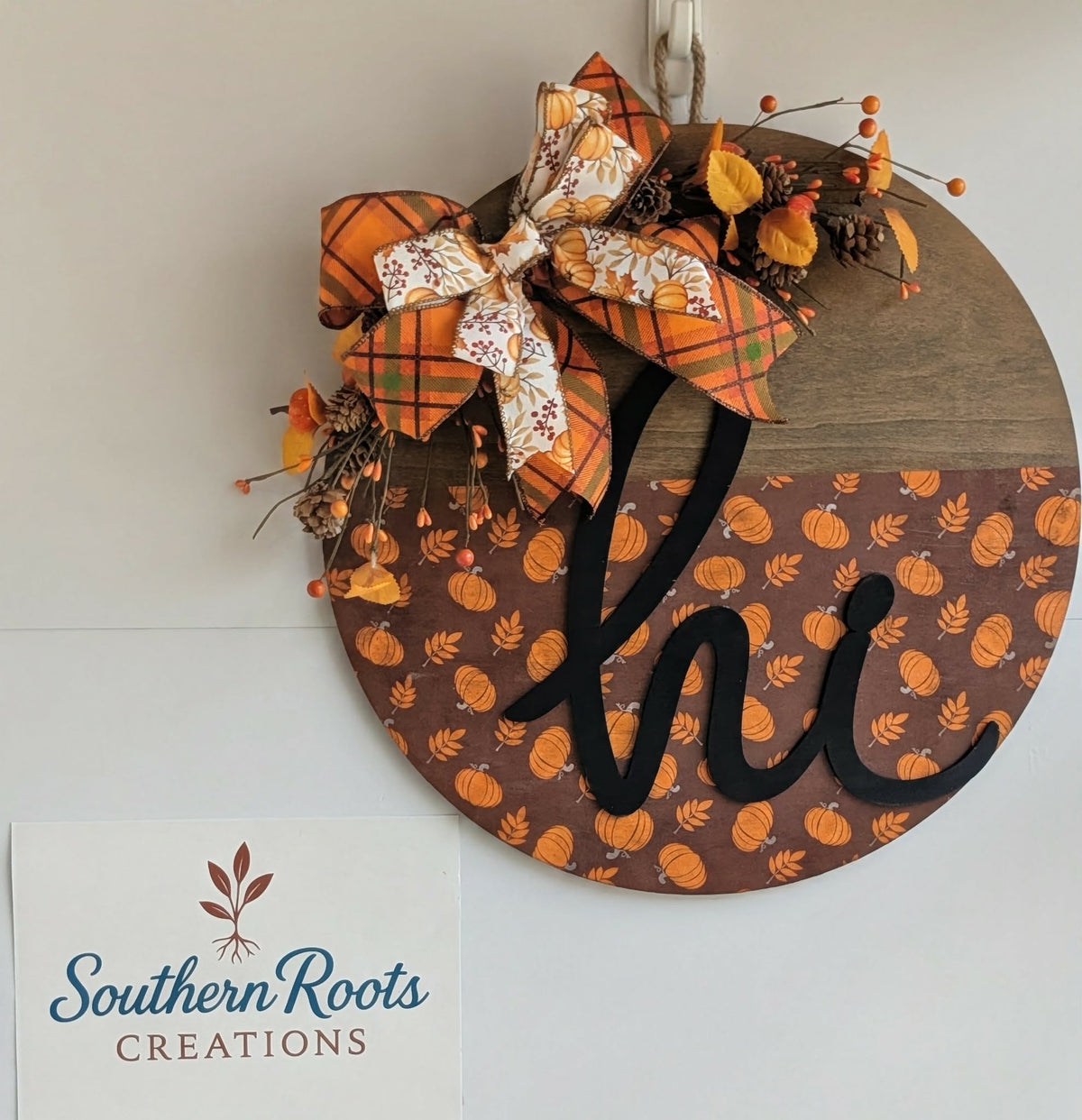 Double-Sided Fall Door Hanger | Hello Fall Pumpkin Door Sign