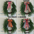 Interchangeable Bow Wreath, Everyday Greenery Wreath, Seasonal Front Door Decor
