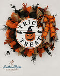 Halloween Trick or Treat Mesh Wreath | Pumpkin Front Door Decor