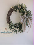 Neutral Farmhouse Grapevine Wreath, Choose Your Sign, Everyday Front Door Decor