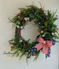 Patriotic Grapevine Wreath | Red White & Blue Summer Front Door Decor