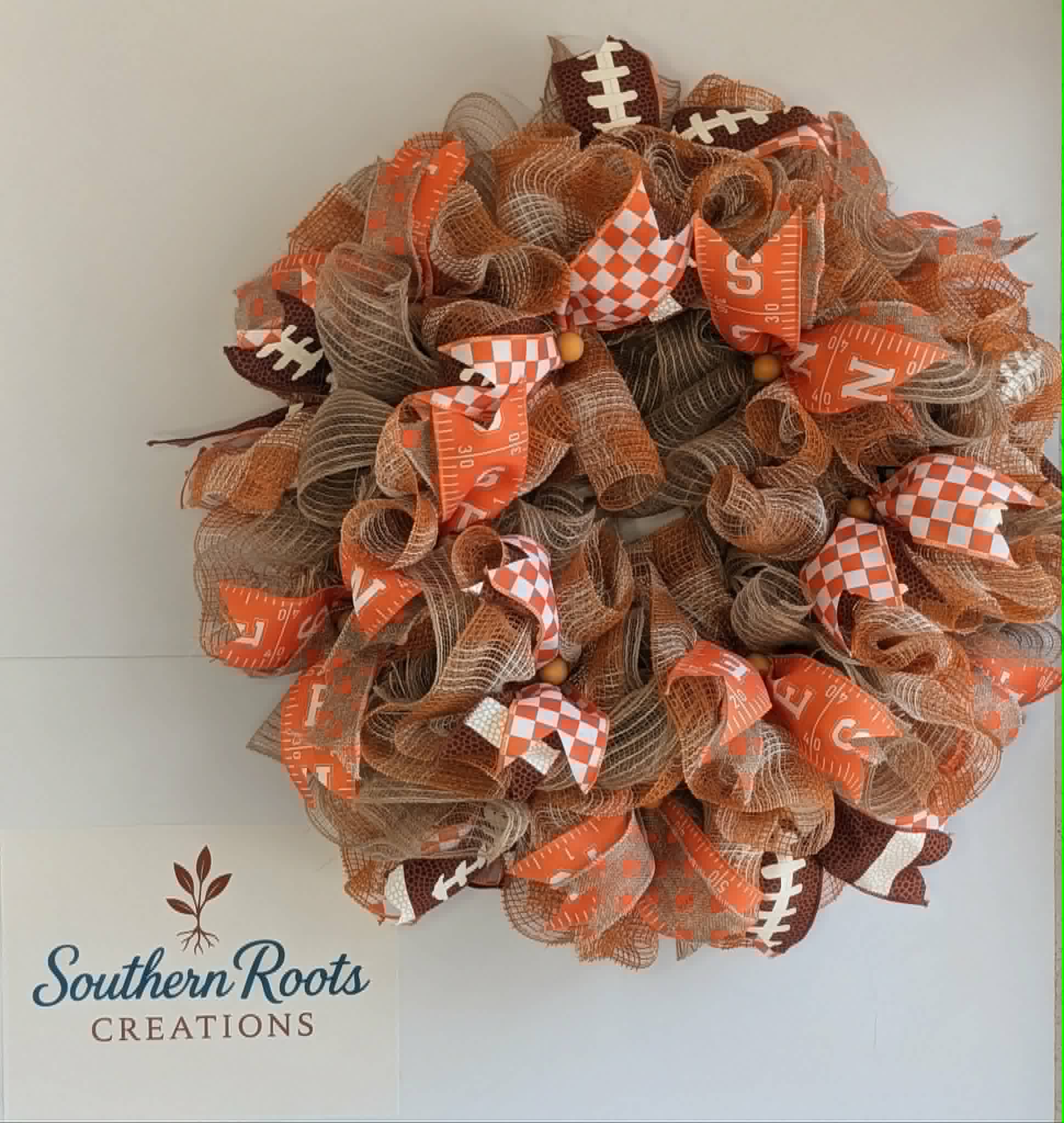Custom Tennessee Football Wreath, Orange Mesh Door Hanger, Customer Provided Sign, Sports Fan Decor