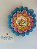 Flower Mesh Wreath with Interchangeable Sign, Summer Front Door Decor
