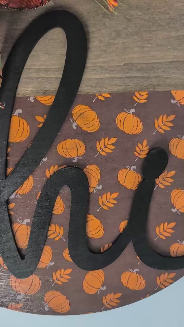 Double-Sided Fall Door Hanger | Hello Fall Pumpkin Door Sign