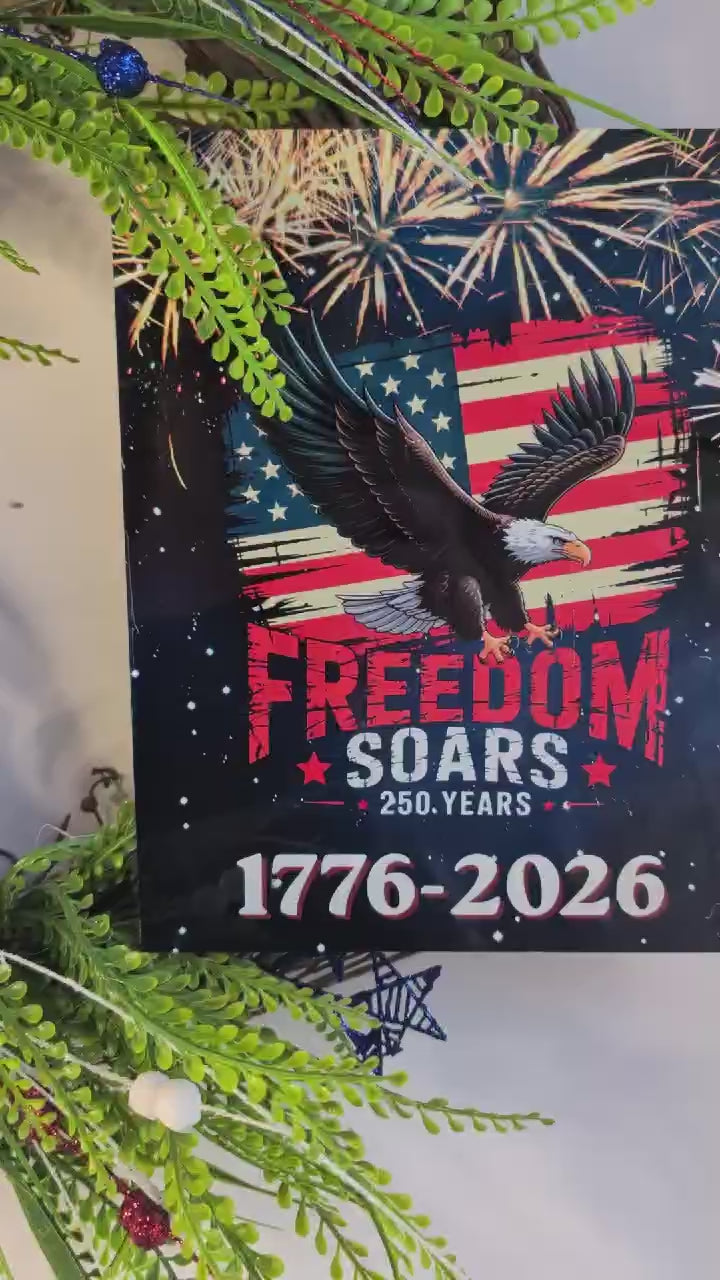 Patriotic Grapevine Wreath | America 250th Anniversary | Freedom Soars Front Door Wreath