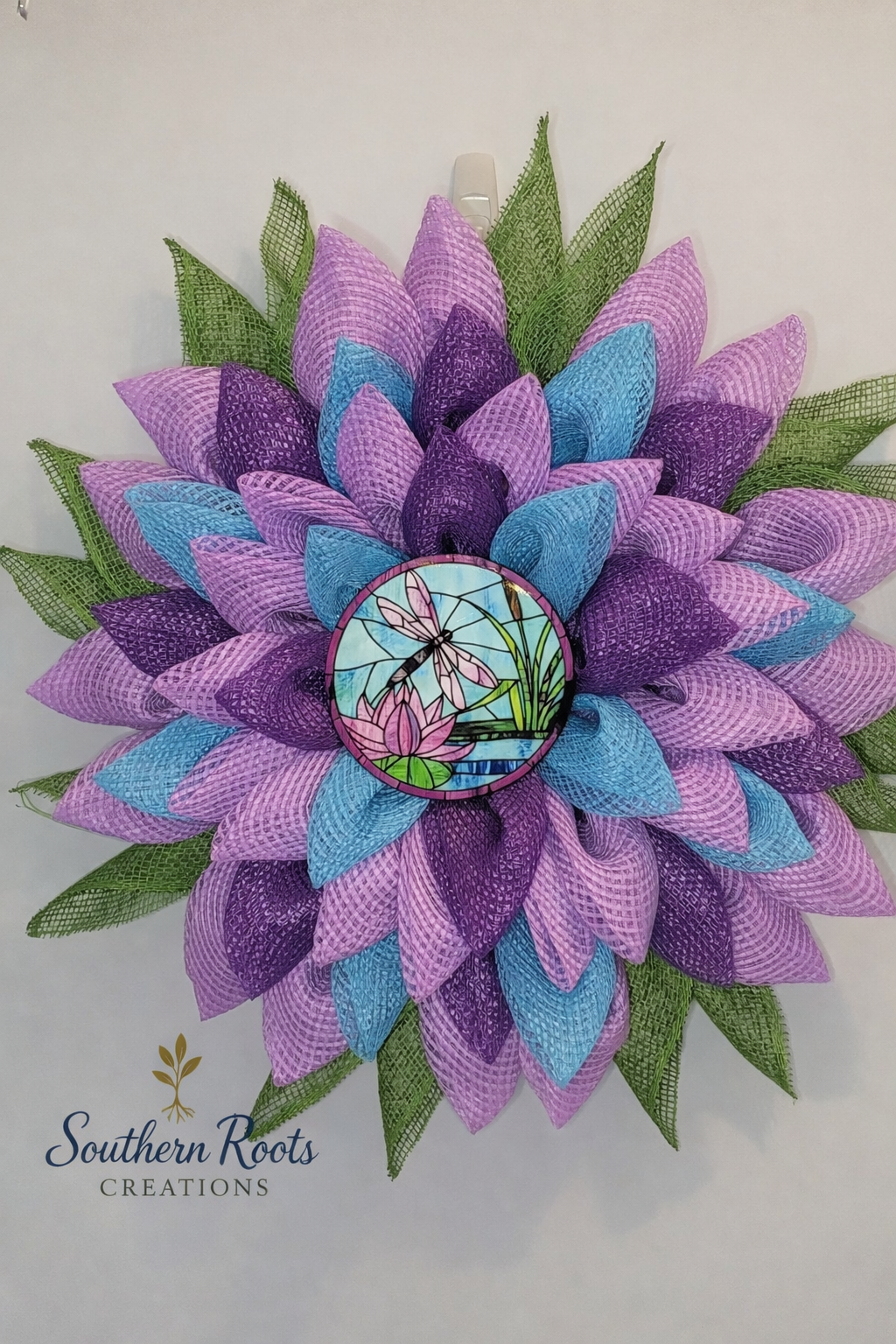 Dragonfly Flower Mesh Wreath