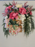 Personalized Floral Basket Door Hanger – Spring & Summer Decor