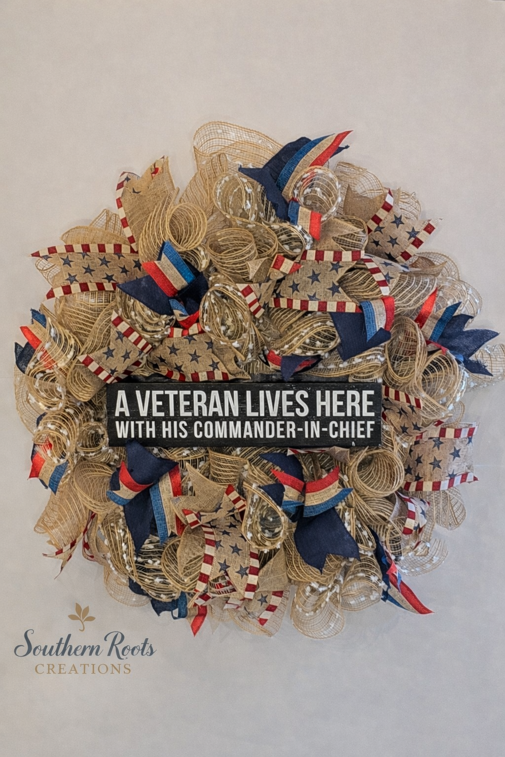 Patriotic Veteran Wreath- “A Veteran Lives Here”