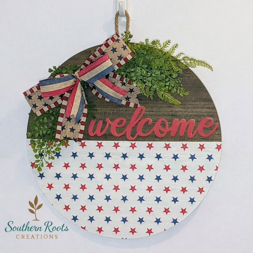 Patriotic Welcome Door Round –  Custom