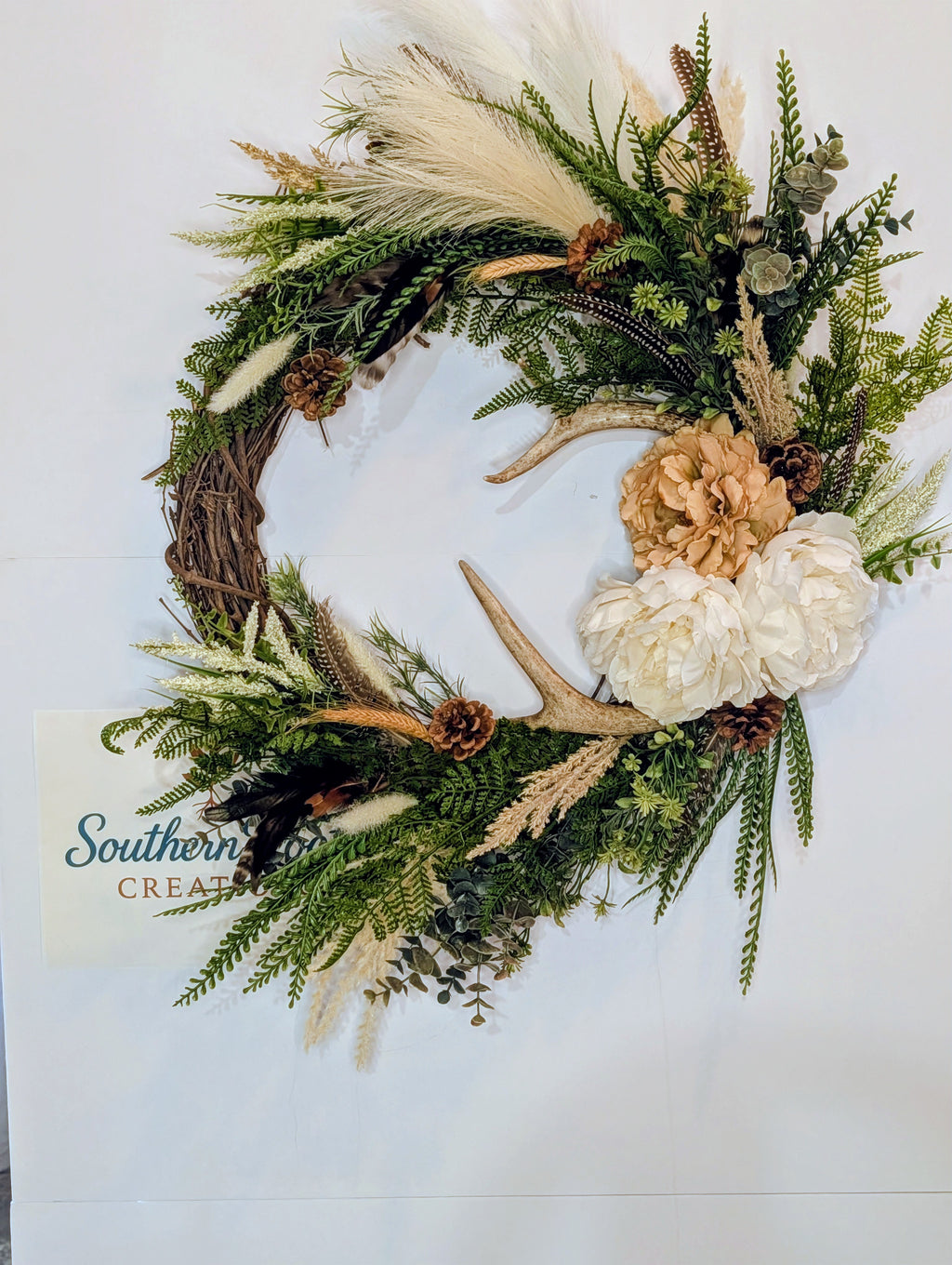 Rustic Antler Wreath Set for Double Doors – Custom One of a Kind
